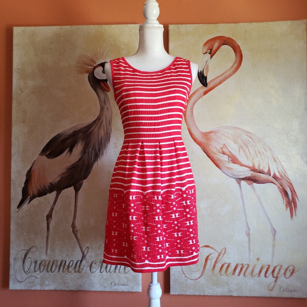 Max Studio Sleeveless Mini Dress Red White Stripe Small